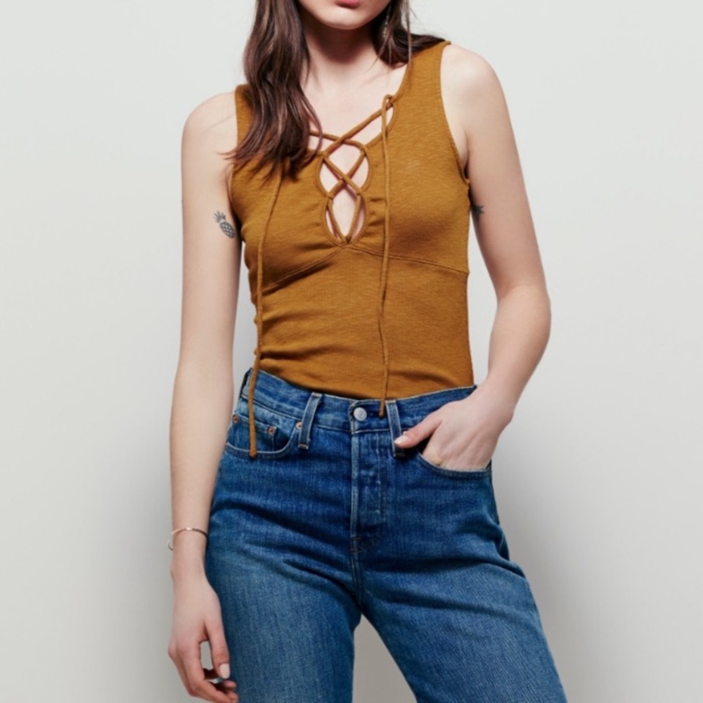 Free People Emmy Lou Lace Up Tank